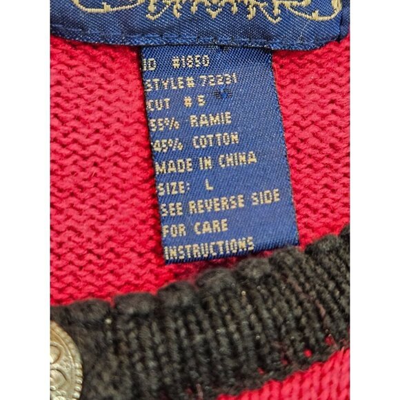 Willow Ridge Large Vintage 90's Rosebud Crochet Cardigan Sweater Red Cottagecore - Picture 11 of 12
